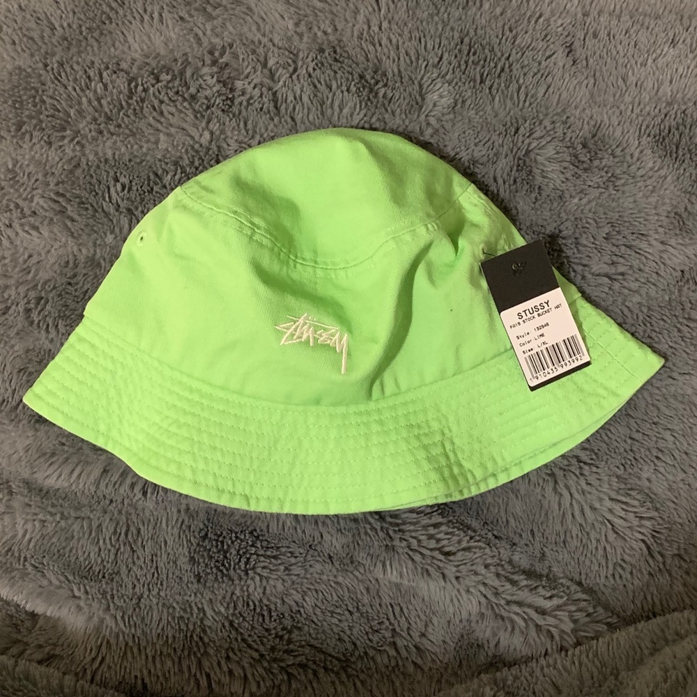 lime green stussy bucket hat